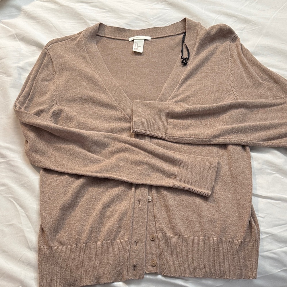 H&M Women's V-Neck Button Cardigan - Light Taupe